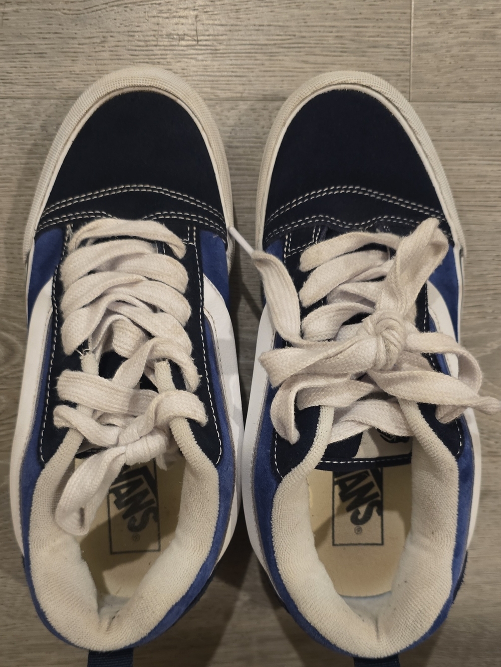 Vans Navy and White Low-Top Skate Shoes